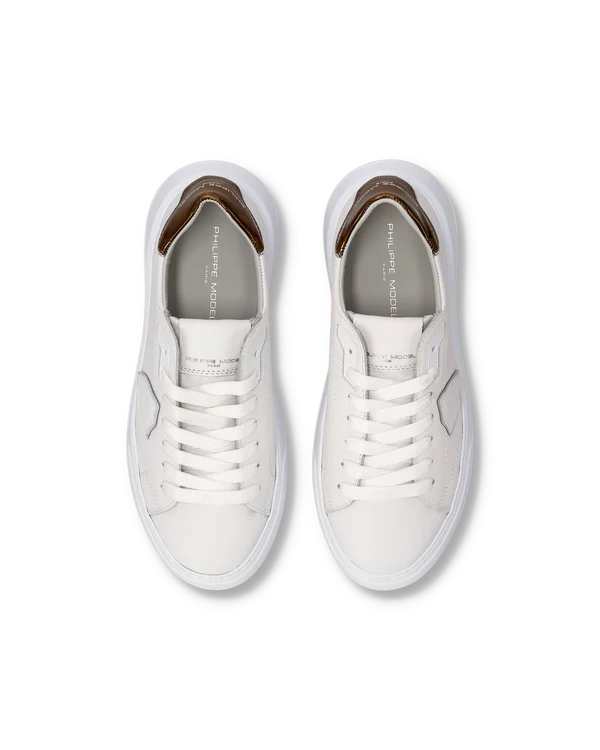 Sneakers Donna Philippe Model Temple in Pelle Bianca e Spoiler Bronzo art. BTLD VM05, foto 3 di 5