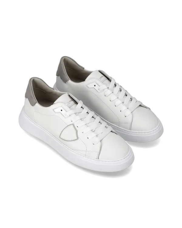 Sneakers Uomo Philippe Model Temple in Pelle Bianca Spoiler Grigio Chiaro art. BTLU VZ02, foto 2 di 5