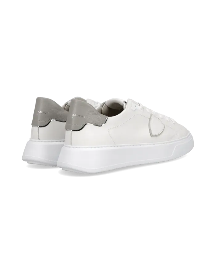 Sneakers Uomo Philippe Model Temple in Pelle Bianca Spoiler Grigio Chiaro art. BTLU VZ02, foto 4 di 5