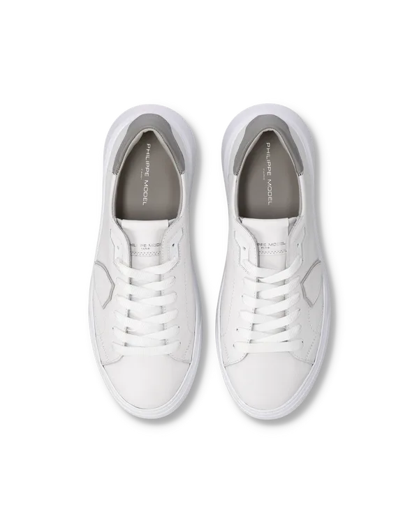 Sneakers Uomo Philippe Model Temple in Pelle Bianca Spoiler Grigio Chiaro art. BTLU VZ02, foto 3 di 5