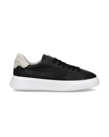 Sneakers Uomo Philippe Model Temple in Pelle Martellata Nera Spoiler Bianco art. BTLU ZZ01