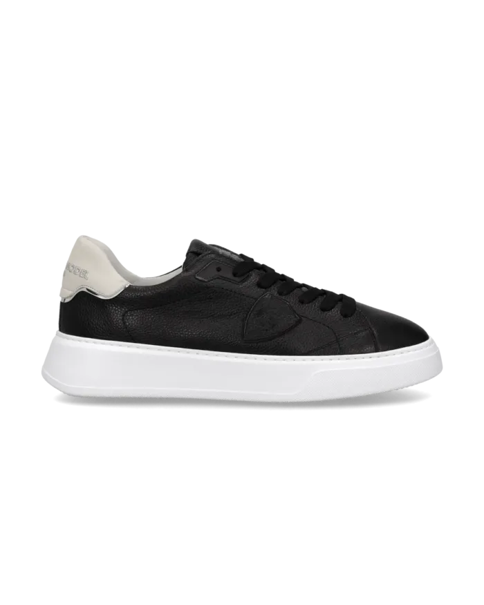 Sneakers Uomo Philippe Model Temple in Pelle Martellata Nera Spoiler Bianco art. BTLU ZZ01, foto 1 di 5