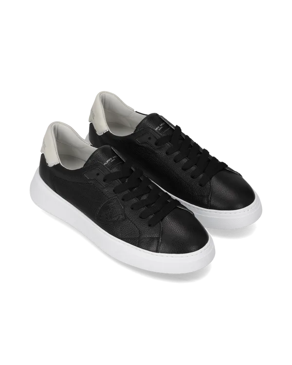 Sneakers Uomo Philippe Model Temple in Pelle Martellata Nera Spoiler Bianco art. BTLU ZZ01, foto 2 di 5