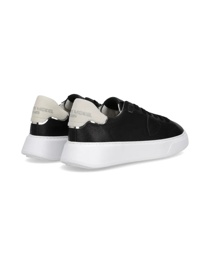 Sneakers Uomo Philippe Model Temple in Pelle Martellata Nera Spoiler Bianco art. BTLU ZZ01, foto 4 di 5