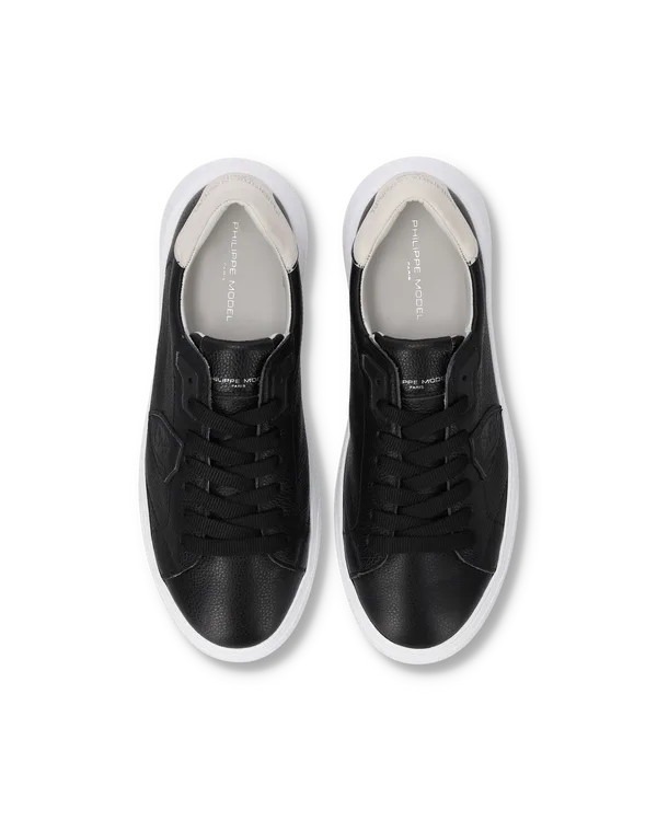 Sneakers Uomo Philippe Model Temple in Pelle Martellata Nera Spoiler Bianco art. BTLU ZZ01, foto 3 di 5