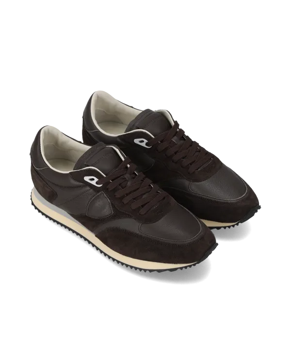 Sneakers Uomo Philippe Model Paris Blville in Camoscio e Pelle Marrone art. BVLU VD11, foto 2 di 5
