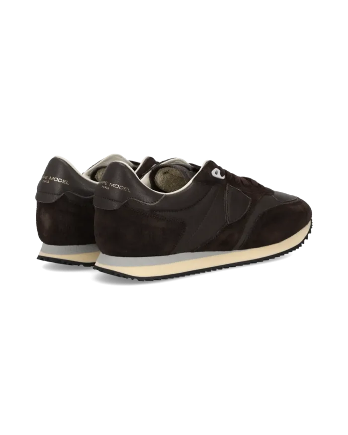 Sneakers Uomo Philippe Model Paris Blville in Camoscio e Pelle Marrone art. BVLU VD11, foto 4 di 5