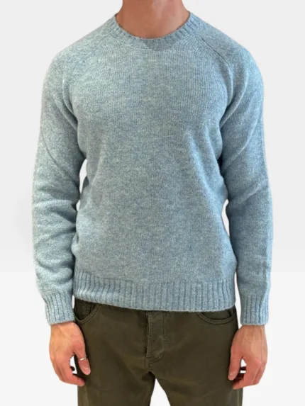 Maglione Girocollo Filippo De Laurentiis in Baby Alpaca Azzurro Polvere Art. GC3MLM WA5R 800