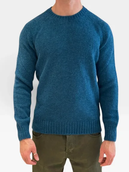 Maglione Girocollo Filippo De Laurentiis in Baby Alpaca Blu Ottanio Art. GC3MLM WA5R 691