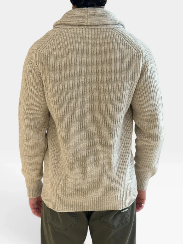 Cardigan Bluson con Collo a Scialle Filippo De Laurentiis in Misto Lana e Cashmere Beige Art. CS3MLT WC5P 6603, foto 2 di 2