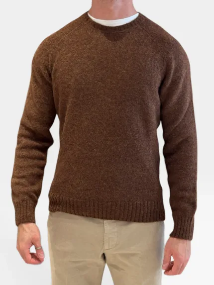 Maglione Girocollo Filippo De Laurentiis in Baby Alpaca Marrone Cognac Art. GC3MLM WA5R 180