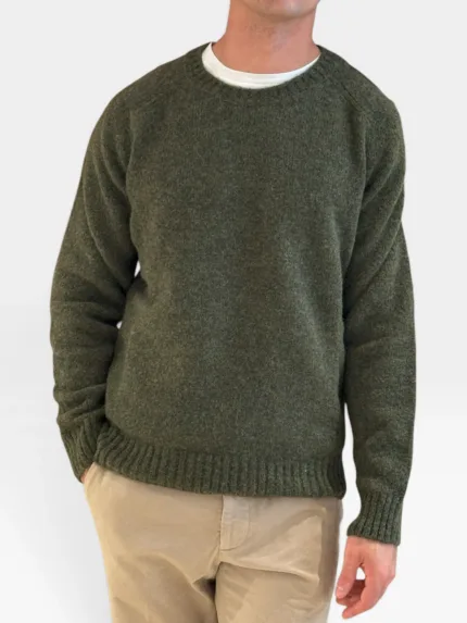 Maglione Girocollo Filippo De Laurentiis in Baby Alpaca Verde Militare Art. GC3MLM WA5R 570