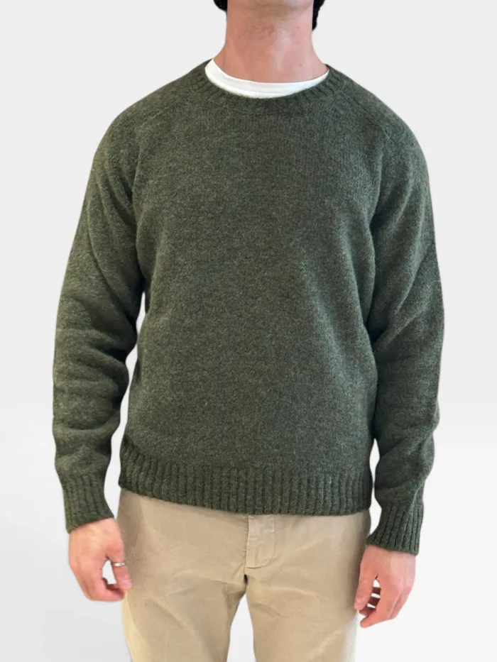Maglione Girocollo Filippo De Laurentiis in Baby Alpaca Verde Militare Art. GC3MLM WA5R 570, foto 2 di 3