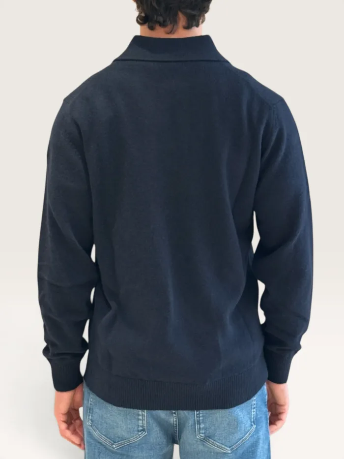 Polo 3 Bottoni Manica Lunga Filippo De Laurentiis in Misto Lana e Cashmere Blu Art. PL3ML WC7R 891, foto 3 di 3