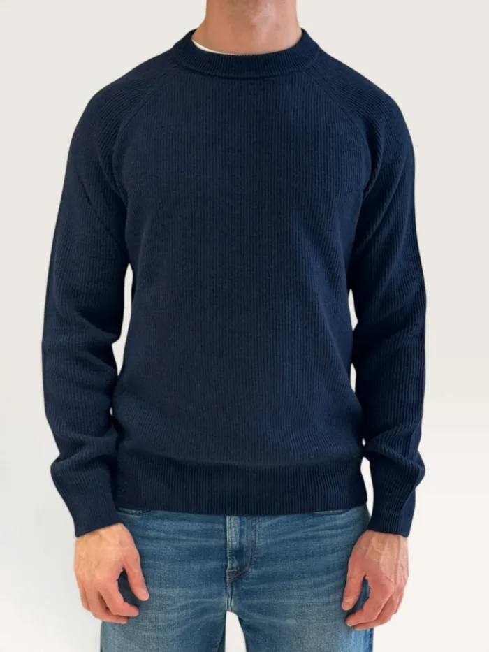 Maglione Girocollo con Manica Raglan Filippo De Laurentiis in Misto Lana e Cashmere Blu Finezza 12 Art. GC1MLR WC12I 891, foto 1 di 3