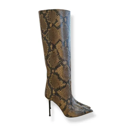 Stivale Ninalilou in Pelle effetto Pitonato tacco 10cm cod. 362701HL SUDAFRIC SEPIA Luci