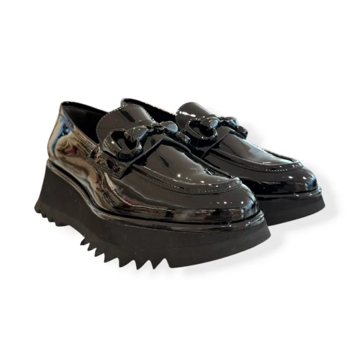 Mocassino Luca Grossi in Vernice Nera e Fondo in Gomma alt. 5 cm Art. H838M VERNICE NERO, foto 2 di 4