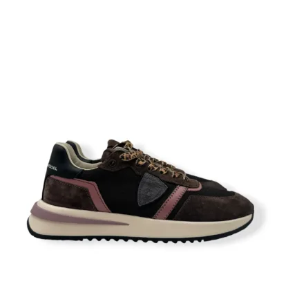 Sneakers Donna Philippe Model Tropez 2.1 in Camoscio e Tessuto Marrone Dettagli Malva cod. TYLD WR05