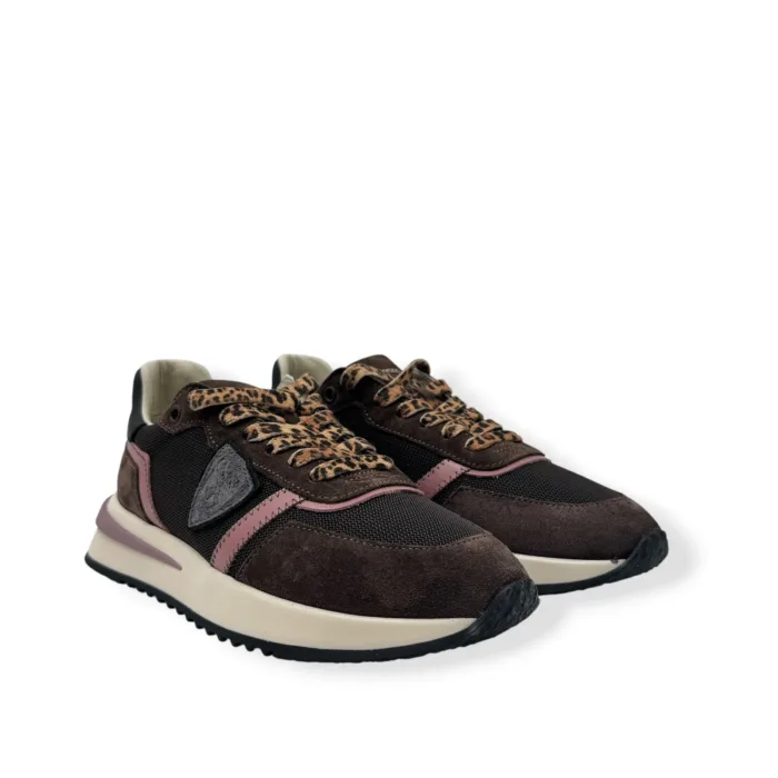 Sneakers Donna Philippe Model Tropez 2.1 in Camoscio e Tessuto Marrone Dettagli Malva cod. TYLD WR05, foto 2 di 5