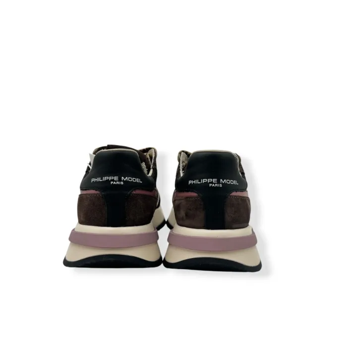 Sneakers Donna Philippe Model Tropez 2.1 in Camoscio e Tessuto Marrone Dettagli Malva cod. TYLD WR05, foto 4 di 5