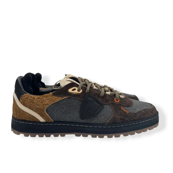 Sneakers Uomo Philippe Model PGAL in Pelle Grigia, Camoscio Marrone e  Spoiler Nero art. PGLU TRN1, foto 1 di 5