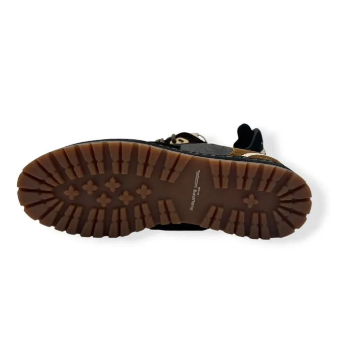 Sneakers Uomo Philippe Model PGAL in Pelle Grigia, Camoscio Marrone e  Spoiler Nero art. PGLU TRN1, foto 5 di 5