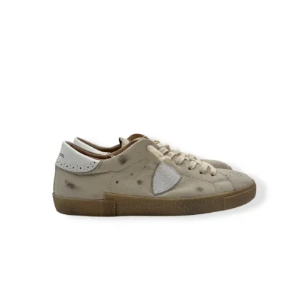 Sneakers Uomo Philippe Model Paris Prsx in Pelle Avorio ,Linguetta in Camoscio art. PRLU WRG2