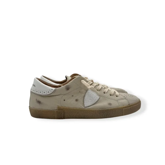 Sneakers Uomo Philippe Model Paris Prsx in Pelle Avorio ,Linguetta in Camoscio art. PRLU WRG2, foto 1 di 5
