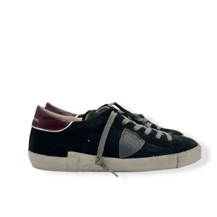 Sneakers Uomo Philippe Model Paris Prsx in Camoscio Nero Spoiler Bordeaux art. PRLU XS26