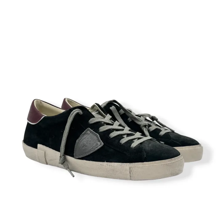 Sneakers Uomo Philippe Model Paris Prsx in Camoscio Nero Spoiler Bordeaux art. PRLU XS26, foto 2 di 5