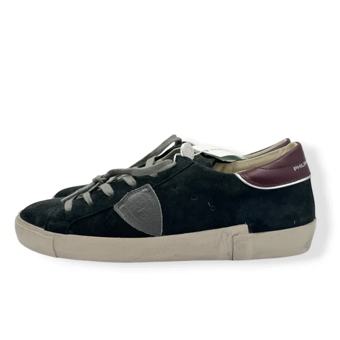 Sneakers Uomo Philippe Model Paris Prsx in Camoscio Nero Spoiler Bordeaux art. PRLU XS26, foto 3 di 5