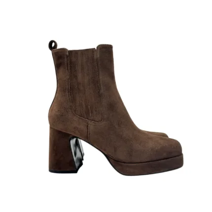 Tronchetti Bruno Premi in Camoscio Tortora H 8 cm Plateau 3 cm Art. BO2202X Acero