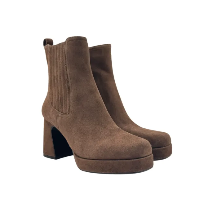 Tronchetti Bruno Premi in Camoscio Tortora H 8 cm Plateau 3 cm Art. BO2202X Acero, foto 2 di 4