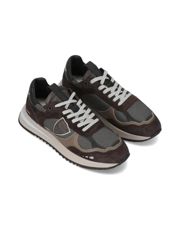 Sneakers Uomo Philippe Model Olympique In Pelle Tortora e Camoscio Marrone art. OYLU TR08, foto 2 di 5