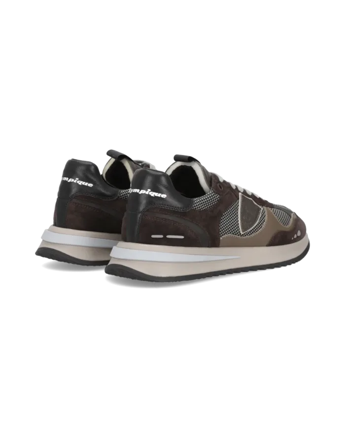 Sneakers Uomo Philippe Model Olympique In Pelle Tortora e Camoscio Marrone art. OYLU TR08, foto 4 di 5