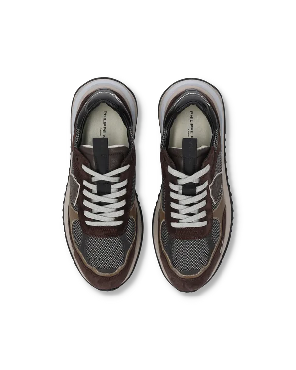 Sneakers Uomo Philippe Model Olympique In Pelle Tortora e Camoscio Marrone art. OYLU TR08, foto 3 di 5