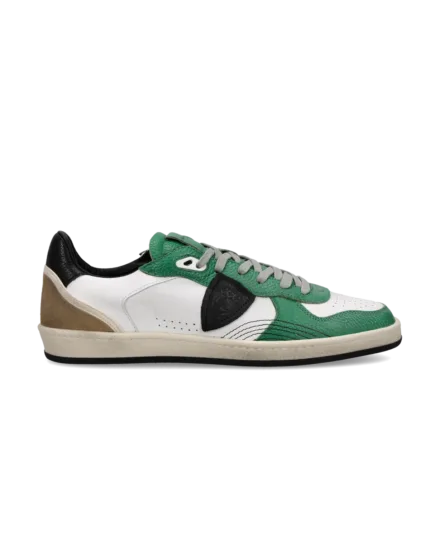 Sneakers Uomo Philippe Model PGAL In Pelle Bianca e Verde Spoiler Nero art. PGLU TV03
