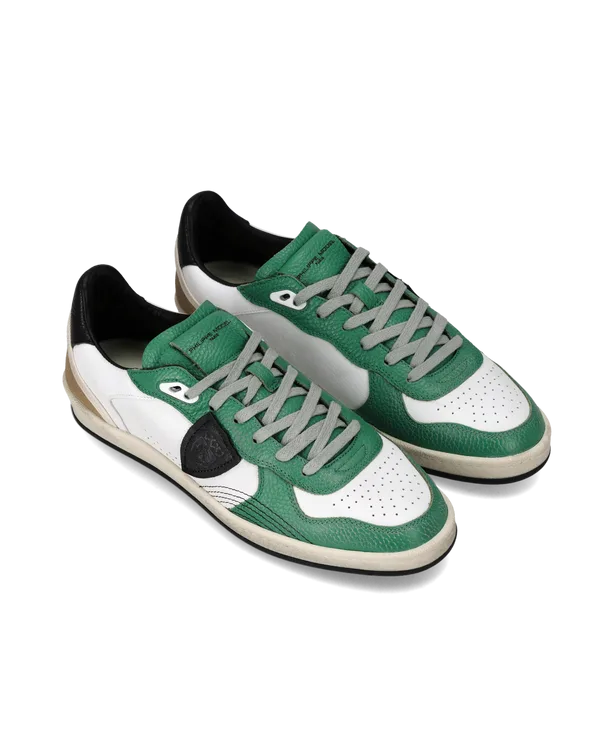 Sneakers Uomo Philippe Model PGAL In Pelle Bianca e Verde Spoiler Nero art. PGLU TV03, foto 2 di 5