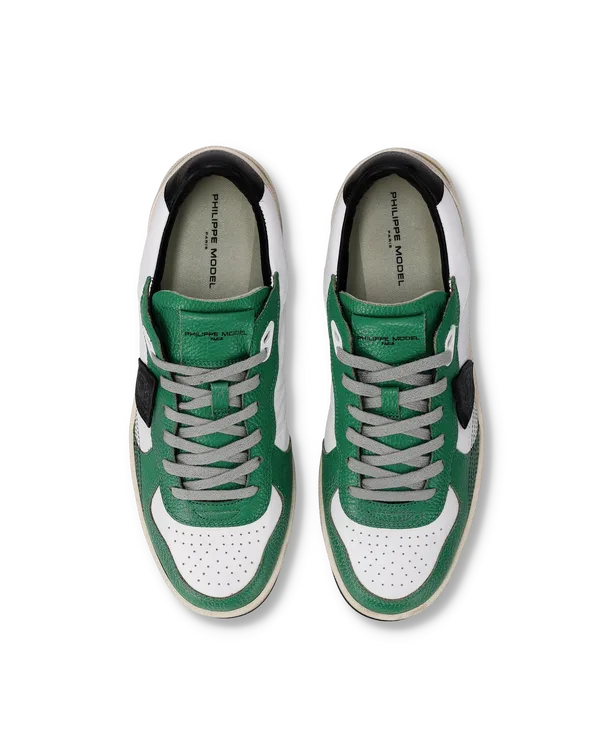 Sneakers Uomo Philippe Model PGAL In Pelle Bianca e Verde Spoiler Nero art. PGLU TV03, foto 3 di 5