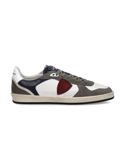 Sneakers Uomo Philippe Model PGAL In Pelle Bianca/Blu e Camoscio Tortora e Spoiler Bianco art. PGLU VD04