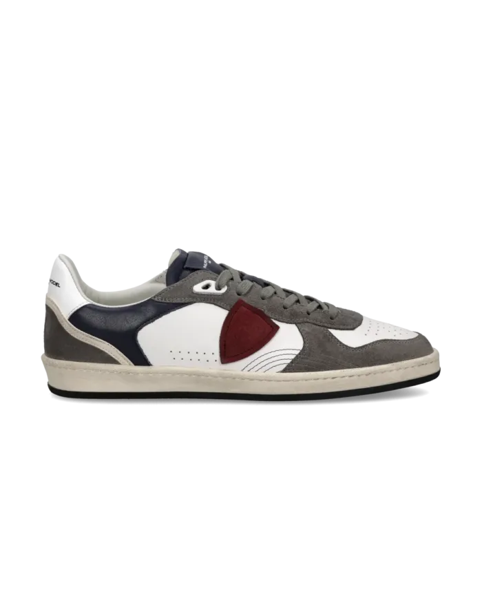 Sneakers Uomo Philippe Model PGAL In Pelle Bianca/Blu e Camoscio Tortora e Spoiler Bianco art. PGLU VD04, foto 1 di 5