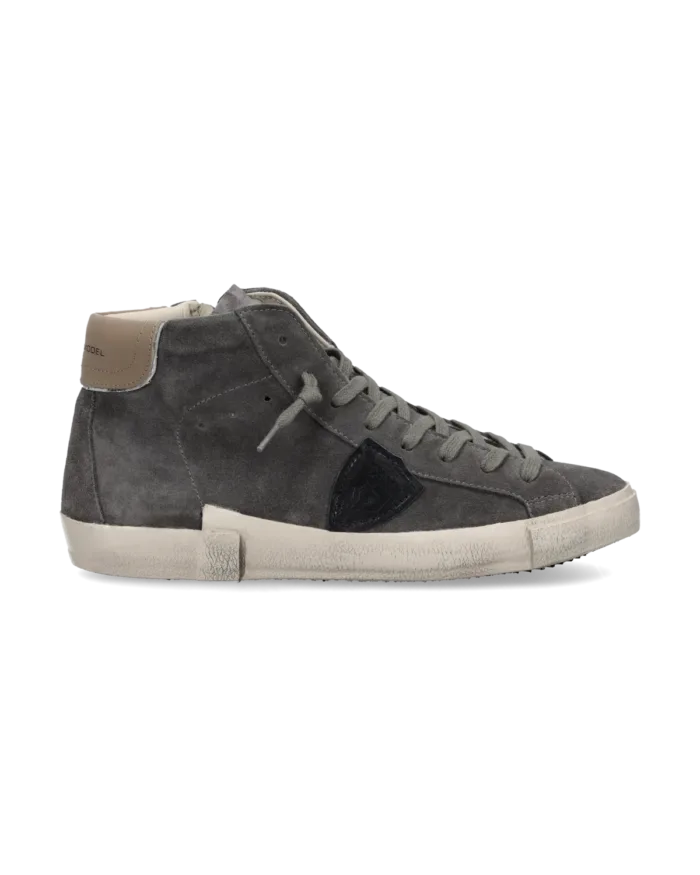 Stivaletto Sneakers Uomo Philippe Model Paris Prsx In Pelle Martellata Nera Spolier Grigio con Lanetta interna cod. PRHU XS27, foto 1 di 4