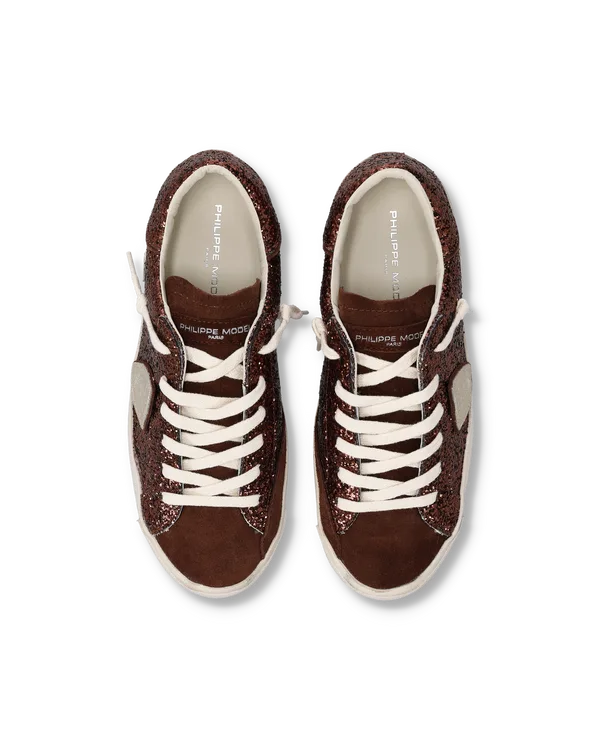 Sneakers Donna Philippe Model Paris Prsx In Camoscio Bronzo e Glitter cod. PRLD GG10, foto 3 di 5