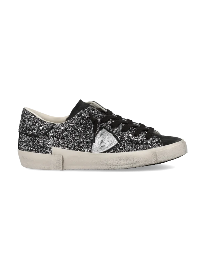 Sneakers Donna Paris Prsx Philippe Model in Camoscio e Glitter Nero art. PRLD GG11, foto 1 di 5