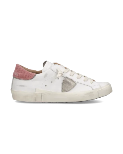 Sneakers Donna Paris Prsx Philippe Model in Pelle Bianca Spoiler Rosa art. PRLD VD05