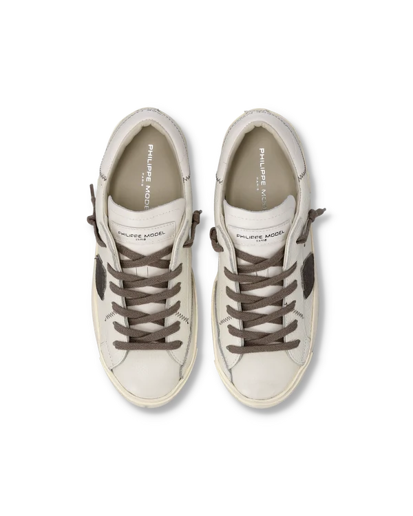 Sneakers Donna Paris Prsx Philippe Model in Pelle Avorio Dettagli Bronzo art. PRLD VZ08, foto 4 di 5
