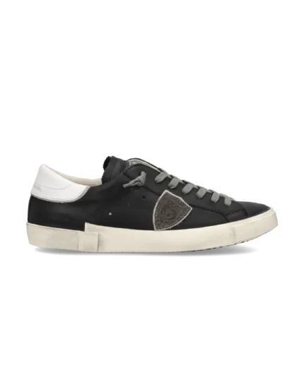 Sneakers Uomo Philippe Model Paris Prsx in Pelle Nera e Spoiler Bianco art. PRLU V039
