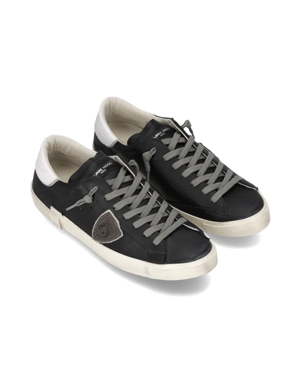 Sneakers Uomo Philippe Model Paris Prsx in Pelle Nera e Spoiler Bianco art. PRLU V039, foto 2 di 5