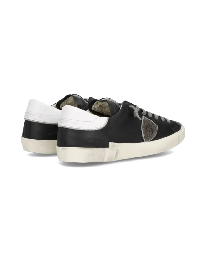 Sneakers Uomo Philippe Model Paris Prsx in Pelle Nera e Spoiler Bianco art. PRLU V039, foto 4 di 5