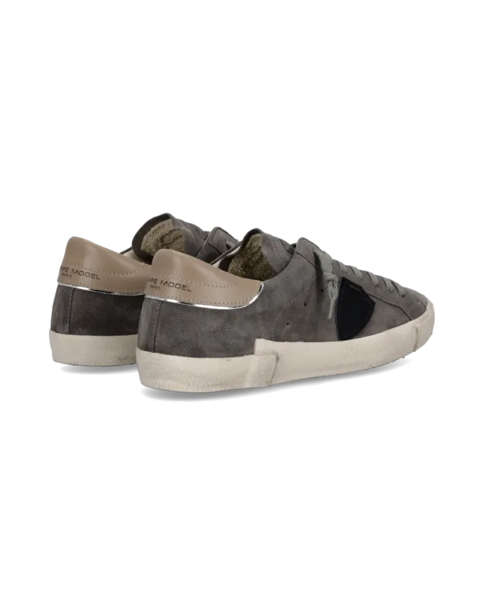 Sneakers Uomo Philippe Model Paris Prsx in Camoscio Grigio Spolier Nude art. PRLU XS24, foto 4 di 5